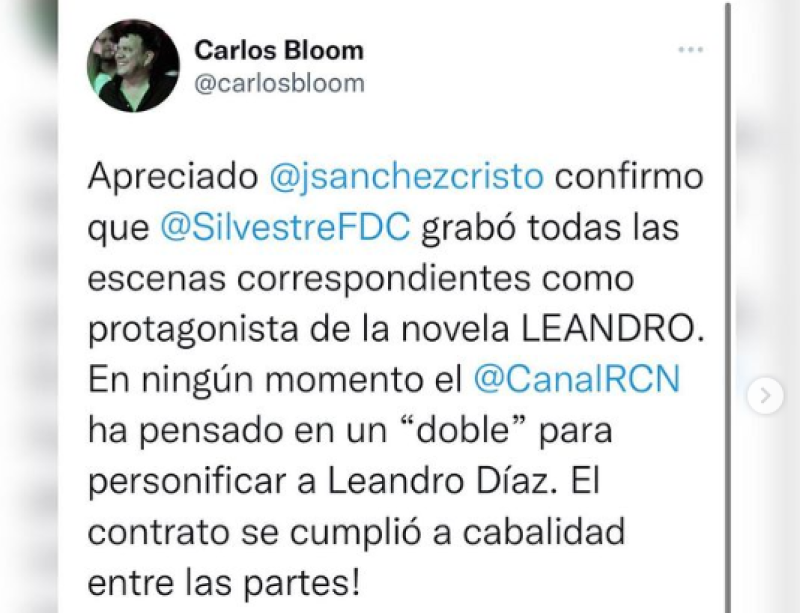 Carlos Bloom Sale En Defensa De Silvestre Tras Polémica Por Presuntamente No Cumplir Con Las Grabaciones De La Novela De Leandro Díaz