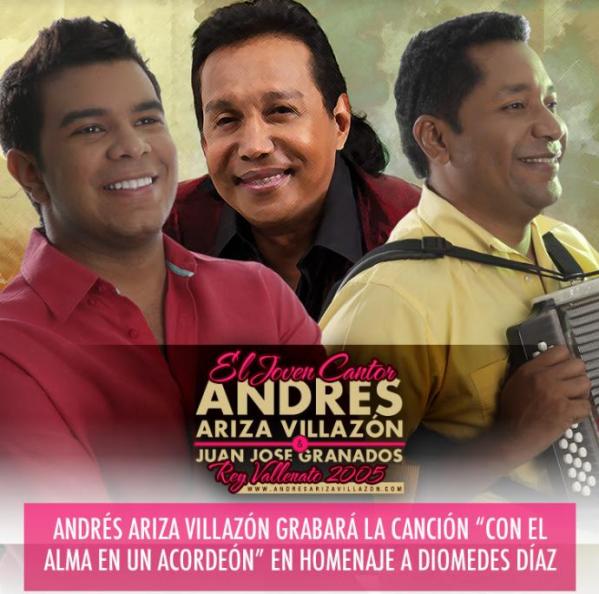 Andrés Ariza  grabará la canción Con el alma en un acordeón en homenaje a Diomedes Díaz