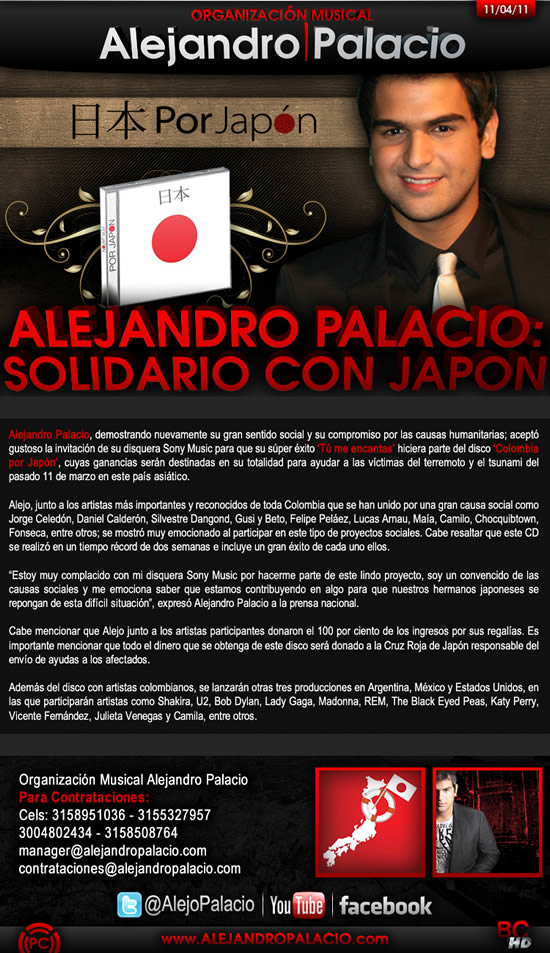 Alejandro Palacio: Solidario con Japón