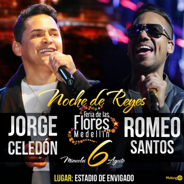 Jorge Celedon y Romeo Santos en la Feria de las Flores de Medellin