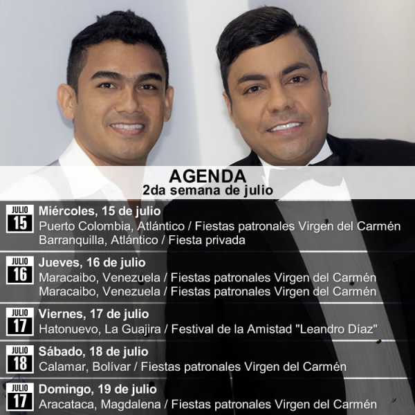 Agenda Churo Diaz - segunda semana de julio