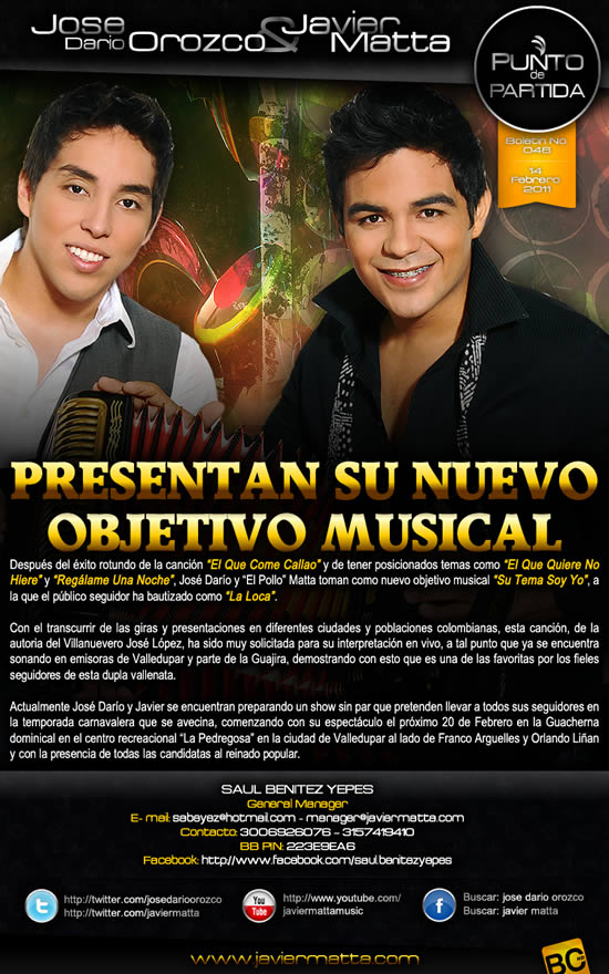 José Darío Orozco & Javier Matta presentan su nuevo objetivo musical